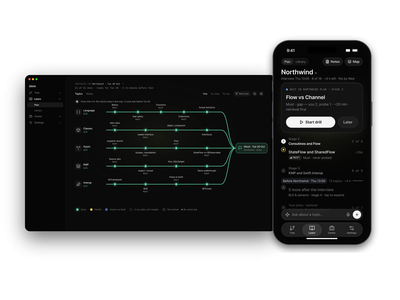 Glimt на Mac і iPhone: маршрут тем до співбесіди і репетитор